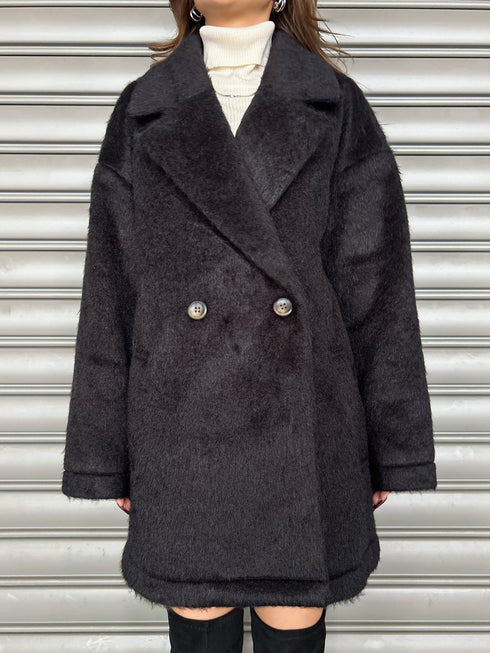 シャギーダブルミドル丈コート